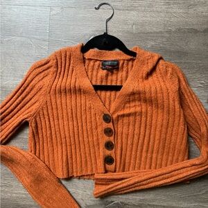 Urban Outfitters Orange Cropped Button Up